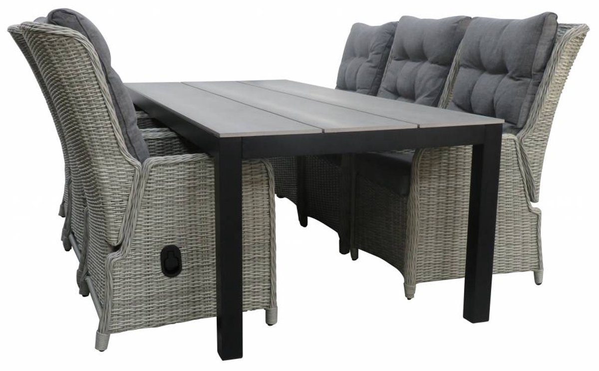7-delige tuinset | 6 Dublin verstelbare stoelen (MG) | 225cm Cyprus tuintafel (Grey)