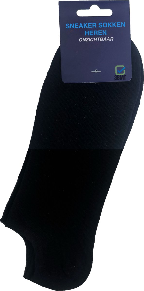 Sneaker Sokken Heren Onzichtbaar - 3 paar - Maat 43-46 - Zwart - Ademend & Naadloos - 3BMT®