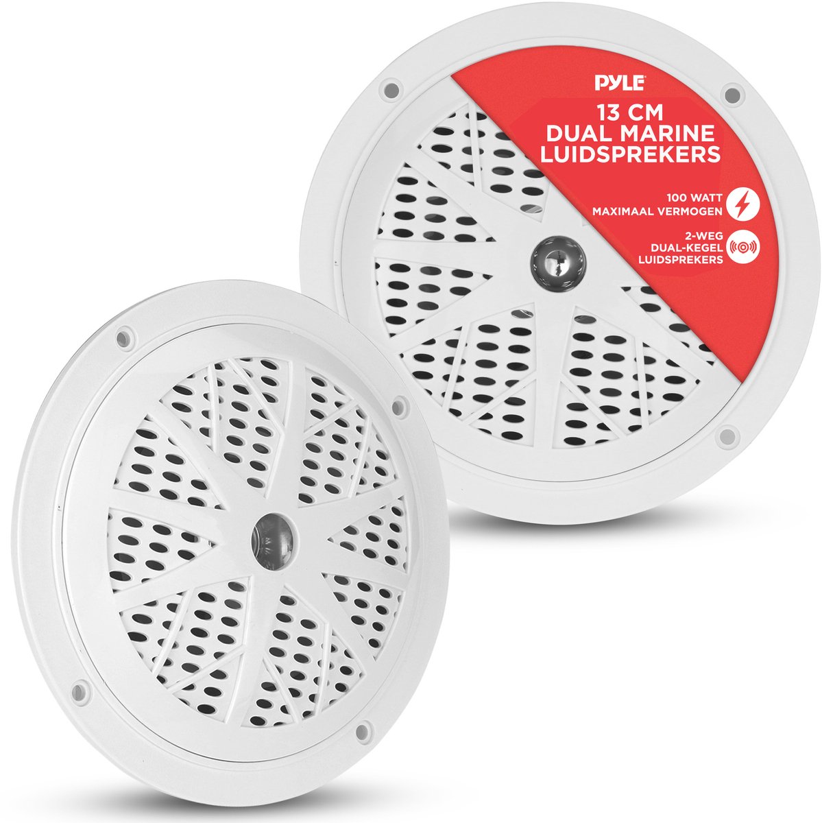 Pyle Marine Luidsprekers - 2-Weg Waterdichte en Weerbestendige Speakers- Buitenluidsprekers- Maritieme Luidsprekers-100 Watt -1 Paar -Wit