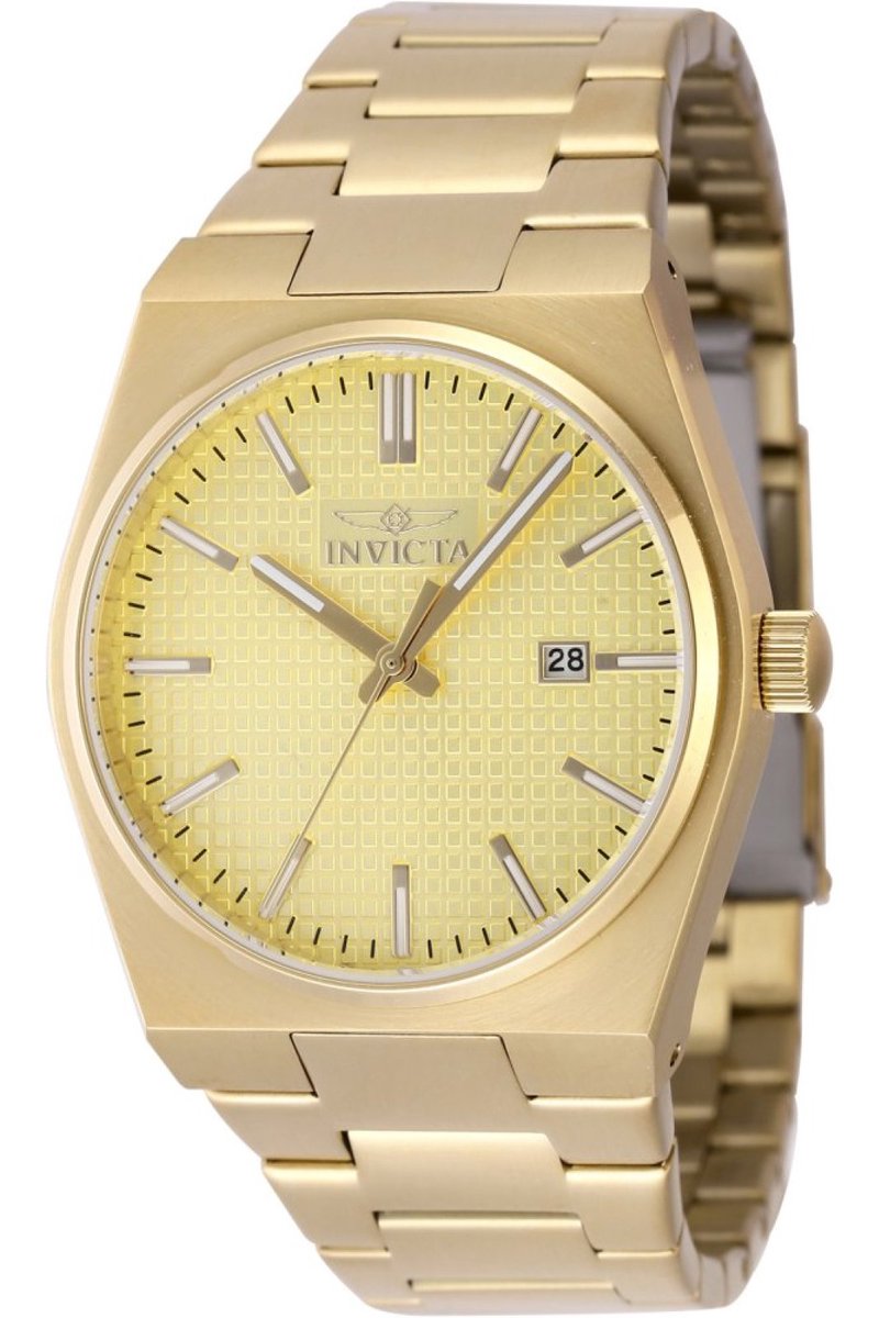 Invicta Speedway 48398 Heren Horloge - Waterdicht - Analoog - Quartz Uurwerk - Roestvrij Staal met gouden Wijzerplaat - 40mm