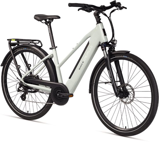 DERUIZ E-bike Quatrz-M 28 inch voor dames en heren-483Wh Citybike, 120 km bereik-Shimano 8-versnellingen-mechanische schijfremmen-elektrische fiets met trapeziumframe