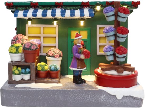 Santaville - Flower Kiosk with LED Polyresin 19cm