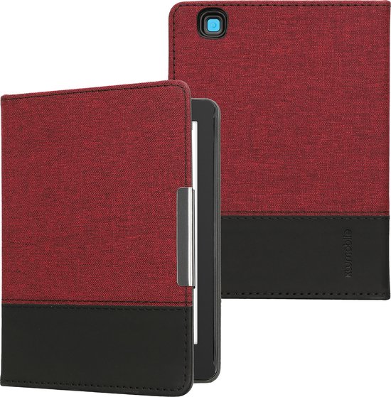 kwmobile hoes geschikt voor Kobo Aura Edition 2 - Canvas beschermhoes in donkerrood / zwart - Voor e-reader van Merkloos — afbeelding 4
