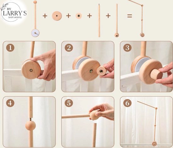 Larry's - Muziekmobiel Houder Hout - Baby Mobiel Houder Hout - Boxmobiel Houder Hout van Larry's — afbeelding 2