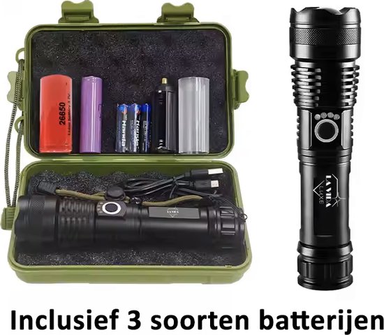 Zaklamp LED Oplaadbaar – Zaklamp LED – Militaire Zaklamp