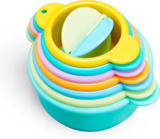 Jouets de bain Munchkin - Connect A Cup - Gobelets de bain amusants - Jouets de bain pour Garçons et Filles - Éducatifs pour Enfants - À partir de 9 mois - 7 gobelets de bain