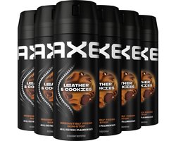 AXE - Deodorant Bodyspray - Leather & Cookies - 6 x 150 ml - Voordeelverpakking