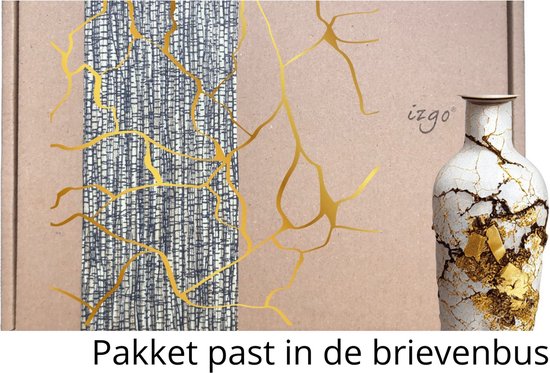 Doos met Kintsugi-patroon en witte vaas met gouden reparaties
