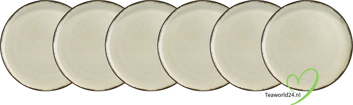 Kitchen Trend Dinerbord Ocean Creme, 24 cm, Set van 6