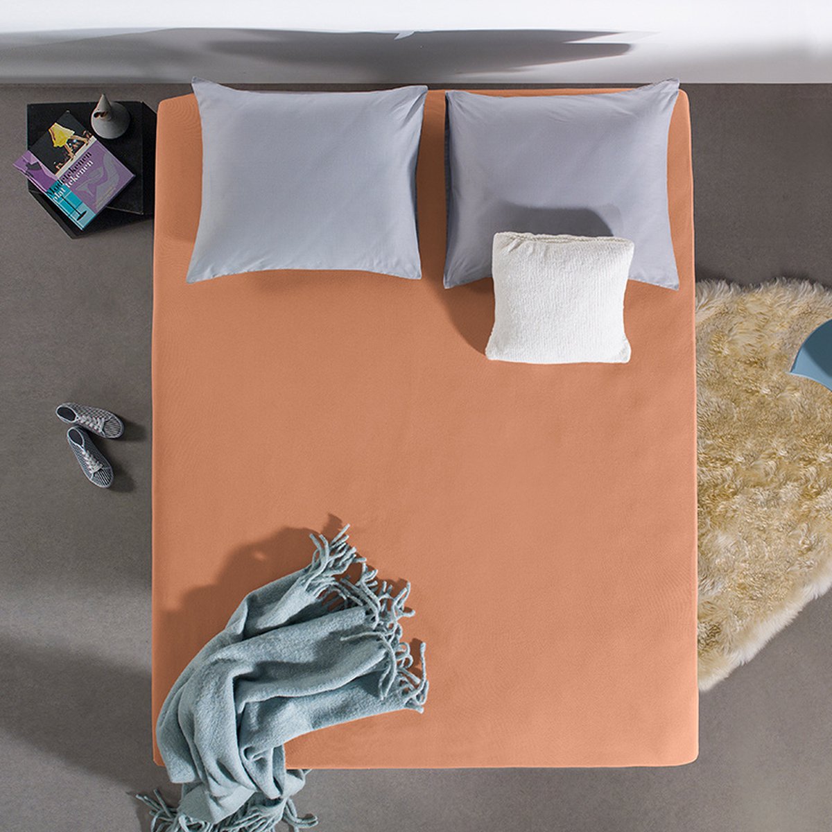 Dreamhouse Jersey Stretch Hoeslaken - 100% Katoen - 140x200 - Pastel Oranje
