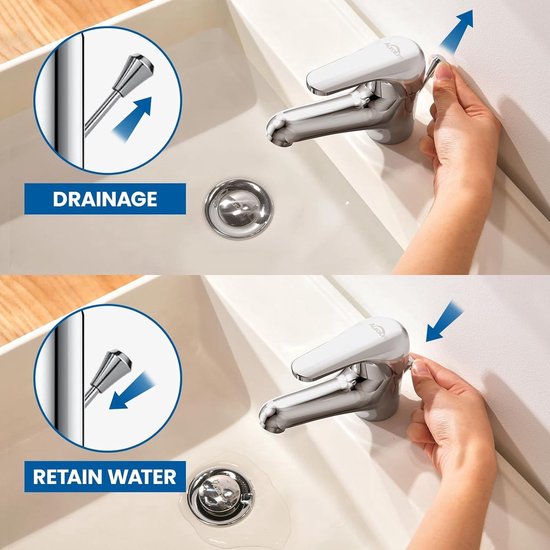 Duravit B.1 Wastafelarmatuur, maat S (uitloop hoogte 96 mm), waterkraan badkamer met trekstang-afvoergarnituur, wastafel armatuur met keramische