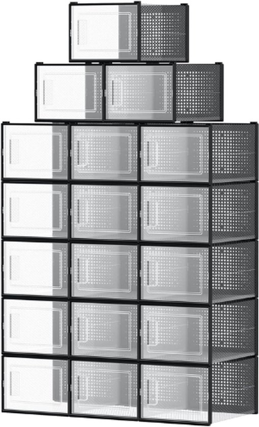 TSE Schuhbox Seespring 12er Pack Stapelbare Schuhaufbewahrungsboxen für