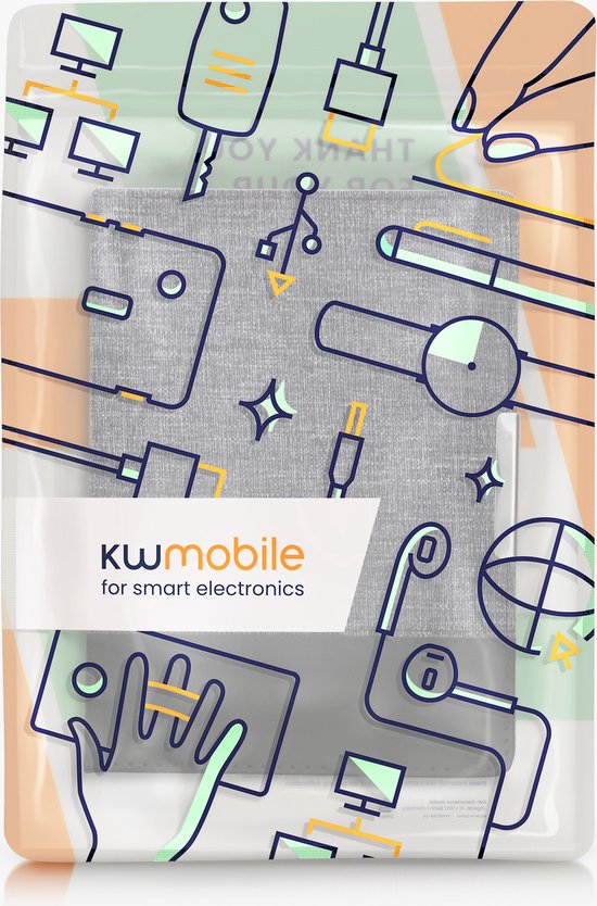 kwmobile hoes geschikt voor Kobo Aura ONE - Canvas beschermhoes in donkerblauw / zwart - Voor e-reader van Merkloos — afbeelding 2