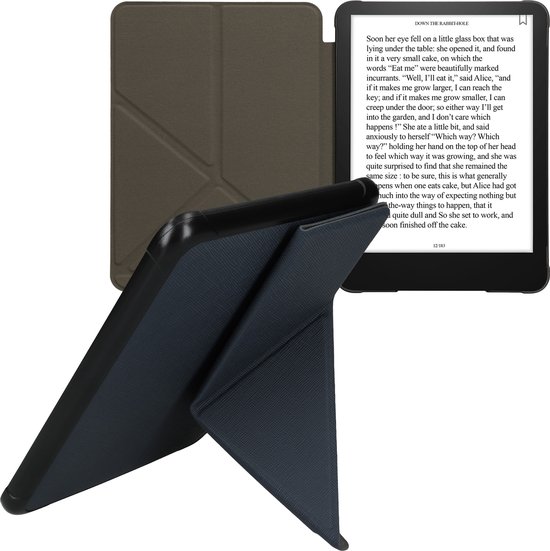 kwmobile e-reader hoesje geschikt voor Amazon Kindle Paperwhite (2024)/Colorsoft hoes - Ereader flip case met standaard - E reader cover van kunstleer - In donkerblauw — afbeelding 2