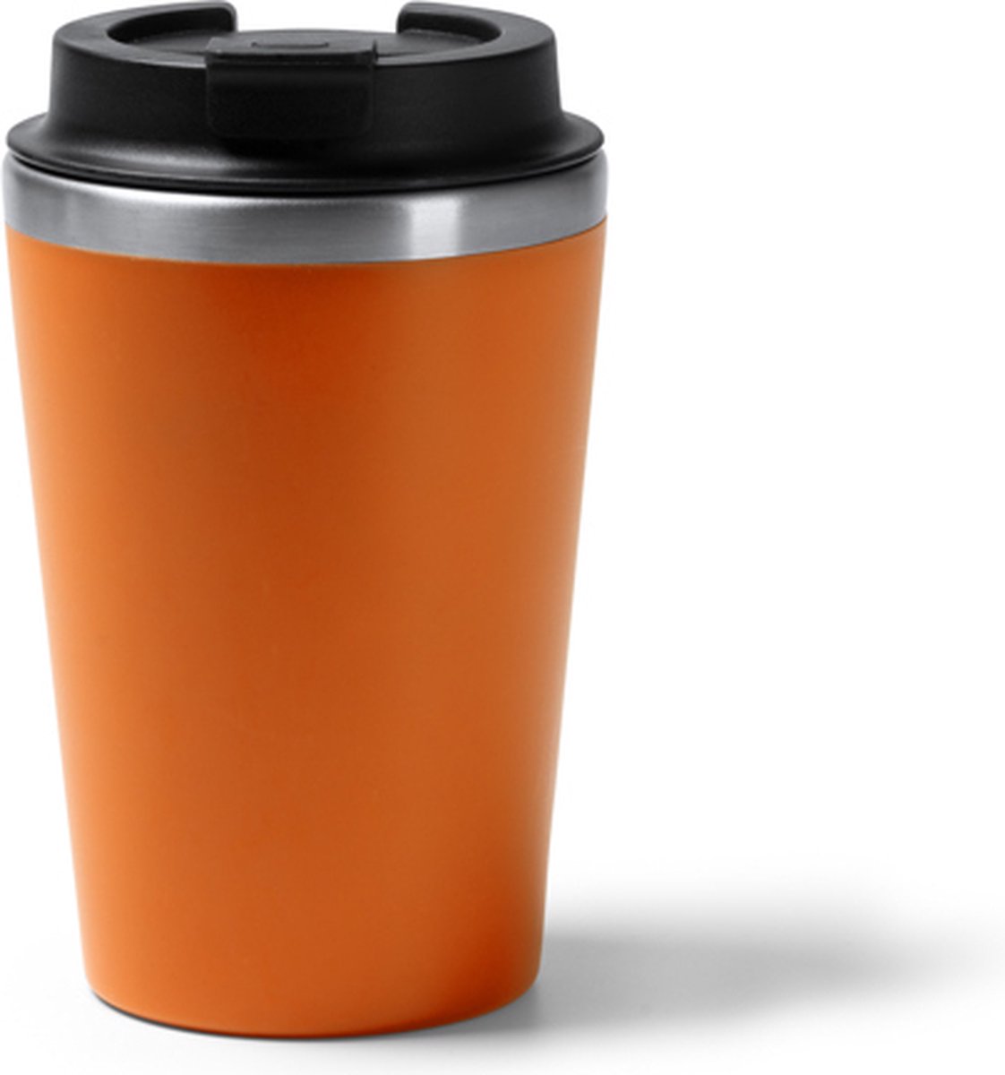 Thermosbeker 350 ML Koffiebeker to go - Travel mug dubbelwandig - Oranje - binnenkant RVS - Voor koffie en thee - Lekdichte reisbeker - Buitenkant recyled PP 6 uur Koud / 3 uur warm