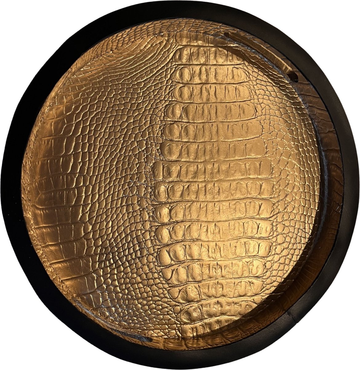 Pattiny - Dienblad - Leer - Croco - Goud - Rond - Handgemaakt