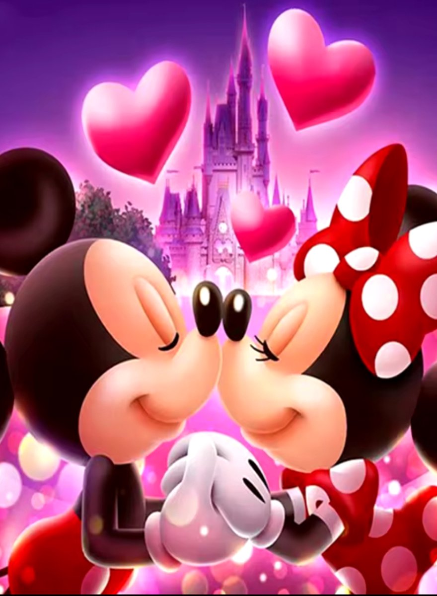 Mickey en Minnie zijn verliefd 30x40 - Diamond painting - compleet pakket - volledig beplakt - ronde steentjes