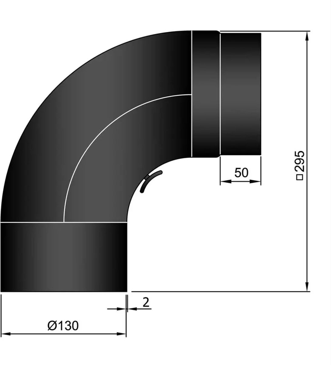 Kachelpijp Ø130 bocht 90 graden met deur - zwart - diameter 130
