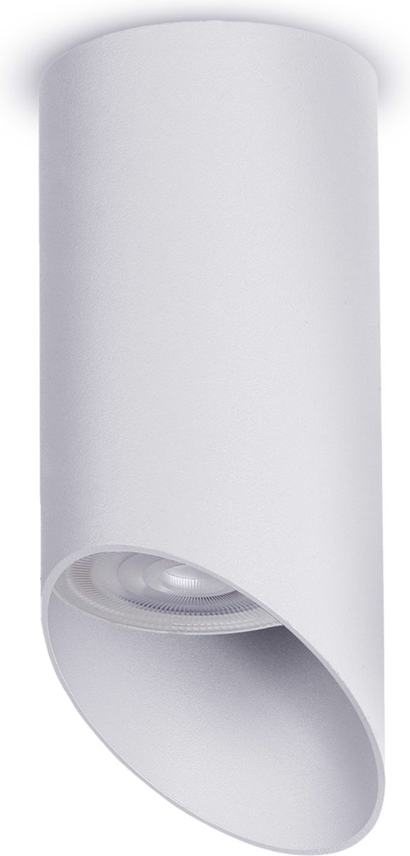 Maclean - Opbouwarmatuur/buis - spot - rond - aluminium - Met LED lamp GU10 - 4000K - 55x130mm - Wit - MCE360 W