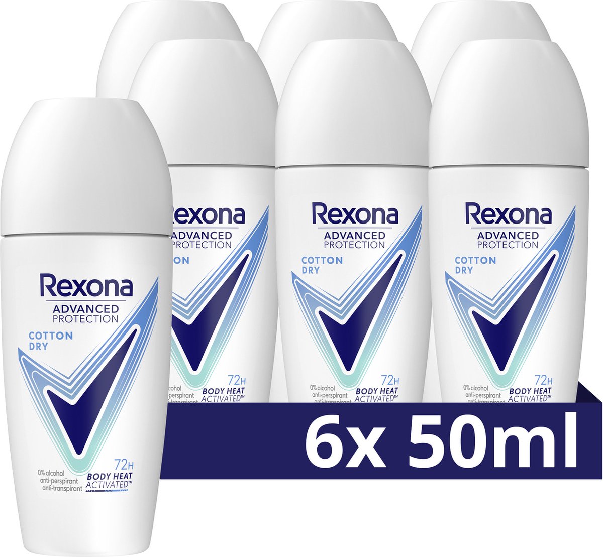 Goedkoopste Rexona Women Advanced Protection Anti-Transpirant Roller - Cotton Dry - 6 x 50 ml - Voordeelverpakking