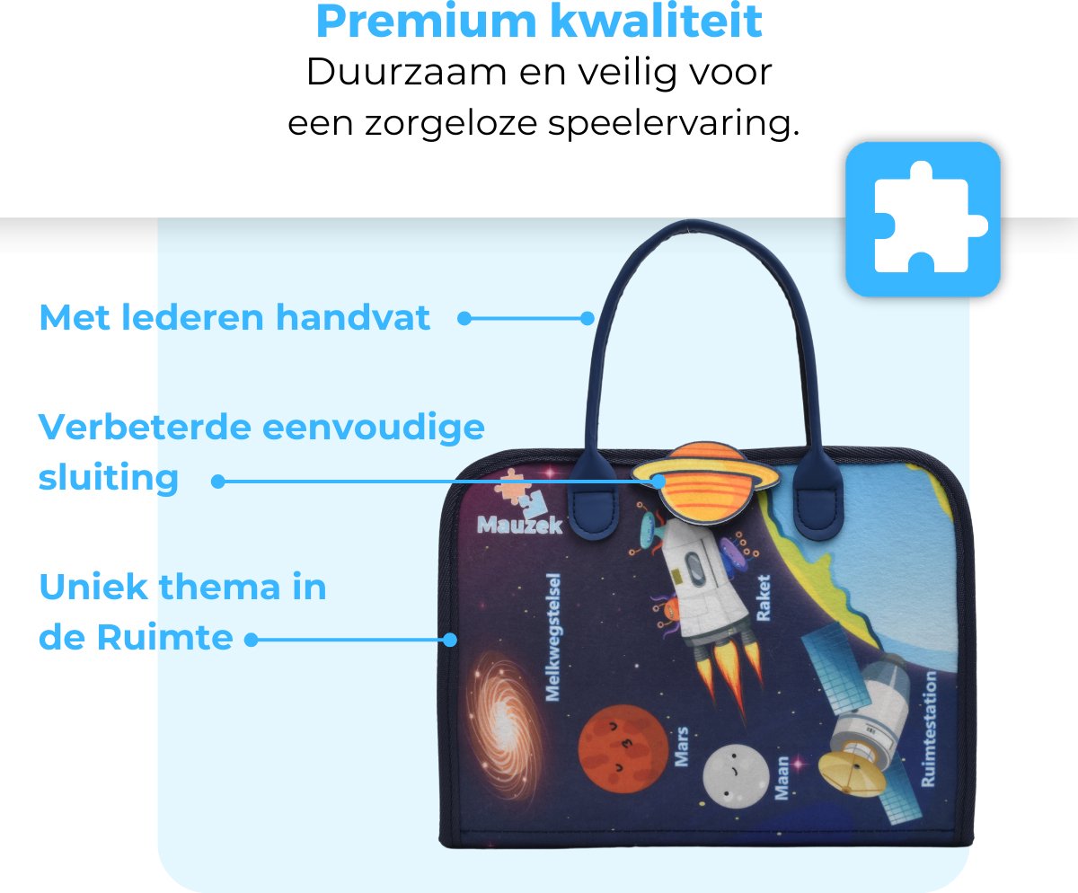 Mauzek® Busy Board Ruimte - Nederlands - Montessori Speelgoed - Activiteitenboek - Doeboek - Reisspeelgoed - Peuter Speelgoed - Jongens - Meisjes - Busy Book - Speelgoed voor onderweg - Speelgoed voor in de auto - 3 Jaar - 4 jaar - 5 jaar - 6 jaar — afbeelding 10