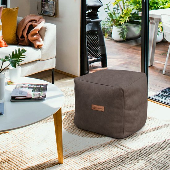 Casacomfy ModiBox – Pouf Carré – Infusion à Froid – Repose-pieds – Aspect Cuir