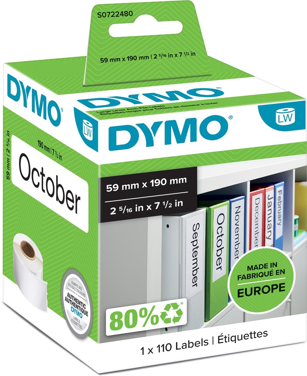 Etikettenrol Dymo 99019 59 x 190 mm LabelWriter™ Wit Zwart (6 Stuks)