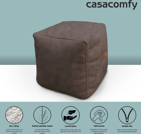 Casacomfy ModiBox – Pouf Carré – Infusion à Froid – Repose-pieds – Aspect Cuir