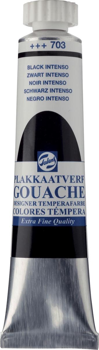 Talens plakkaatverf Extra Fijn tube van 20 ml, zwart intenso 3 stuks