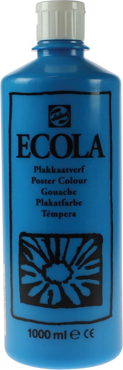Talens Ecola plakkaatverf flacon van 1000 ml, lichtblauw 4 stuks