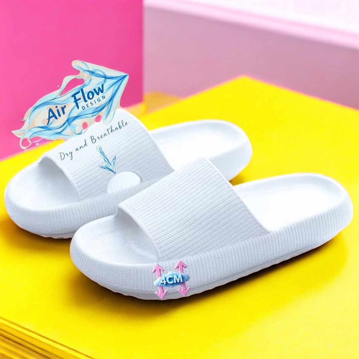 Klikkopers Cloud Slides Slippers Badslippers Sloffen Verdikte Lichtgewicht Super Zacht aan je Voeten Anti-Slip Wit 38-39 Ade d 2025 Ontwerp