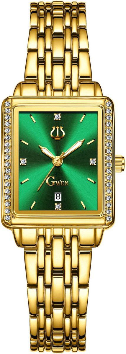 Elegant Gwen horloge met Smaragdgroene achtergrond