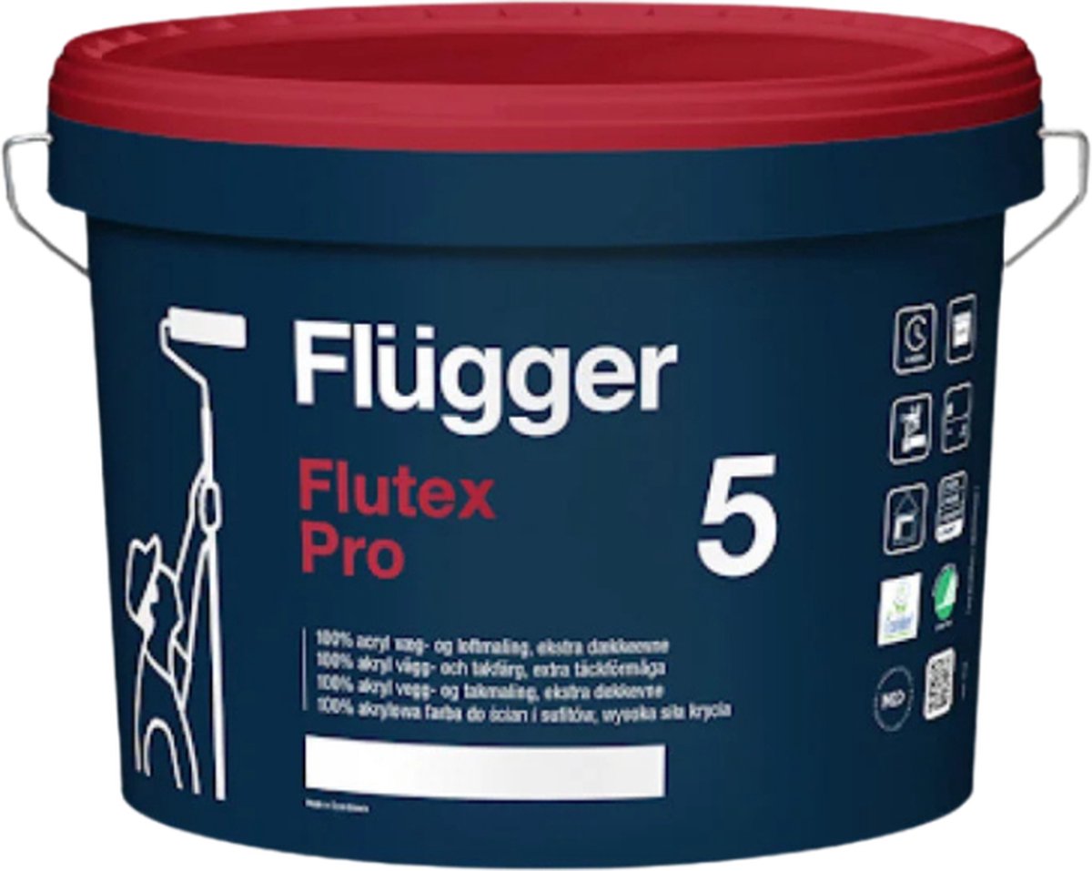 Flügger Flutex Pro 5 Muurverf Extra Mat RAL 9010 750 ml
