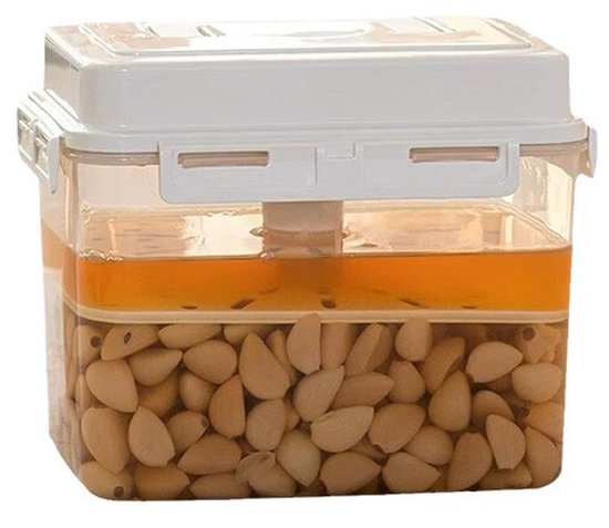 Kimchi container, komkommercontainer met zeef, 4/5 l, lekvrije, luchtdichte inmaakcontainer, handvat en deksel, doorzichtig kimchiglas, zuurkoolgisting en bewaarcontainer voor de keuken