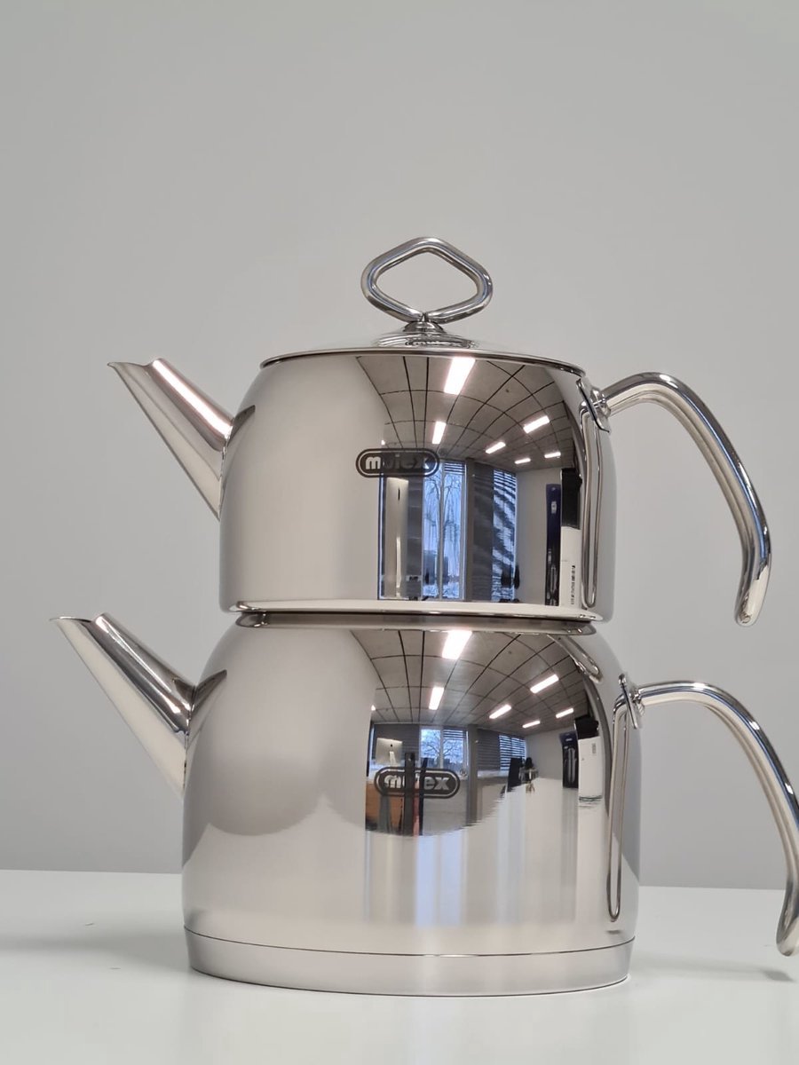 Mulex Theepotset met Metalen Handgrepen en Glazen Deksel -1,5 lt/3,0 lt