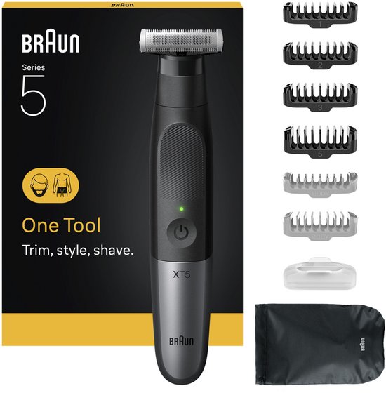 Braun All-in-One Series XT5 +8 Stylingtools – 4D Flex Scheerblad – Style & Scheer – XT5200 – Grijs