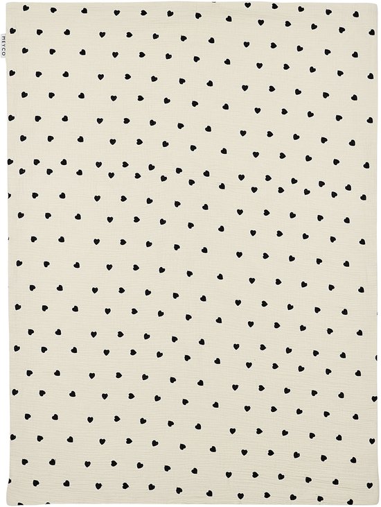 Meyco Baby Sweet Heart wiegdeken - pre-washed hydrofiel - soft sand - 75x100cm - 1.5 TOG