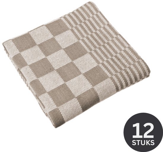 Tiseco Home Studio - Torchon MINEUR - SET/12 - 100% coton - ultra-absorbant - séchage rapide - matériau durable - 65x65 cm - Taupe