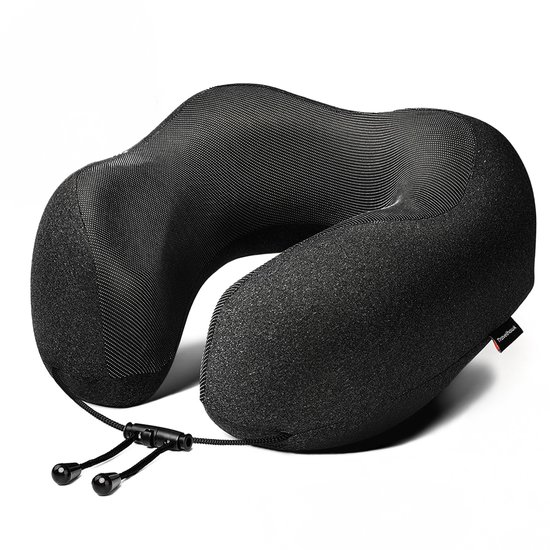 Travelhawk Nekkussen - Luxe Reiskussen - Memory Foam - Nekkussen Vliegtuig, Auto, Bus, Trein en Camping - Nek Kussens - Zwart