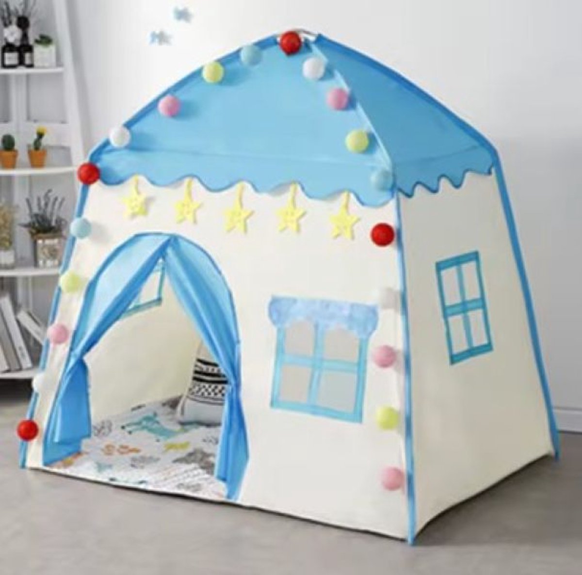 Speeltent XL met LED verlichting en Clips - Tent - Blauw