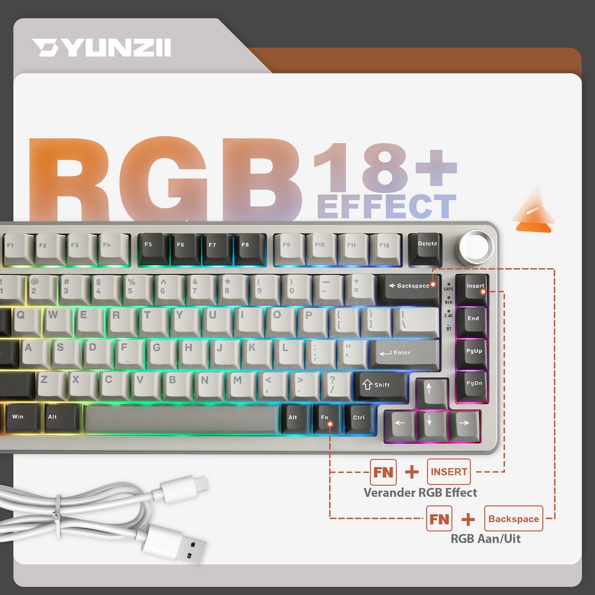 Yunzii B75 PRO Mechanisch Draadloos Gaming Toetsenbord thumbnail 2
