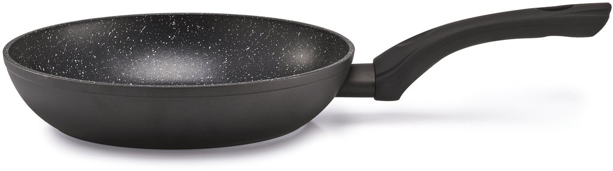 KitchenFun Rock Koekenpan Ø 24 cm - Non stick - Inductie geschikt- lichtgewicht Aluminium- Dubbele Anti-aanbaklaag – Hitte werende soft touch greep - Ergonomisch – Zwart