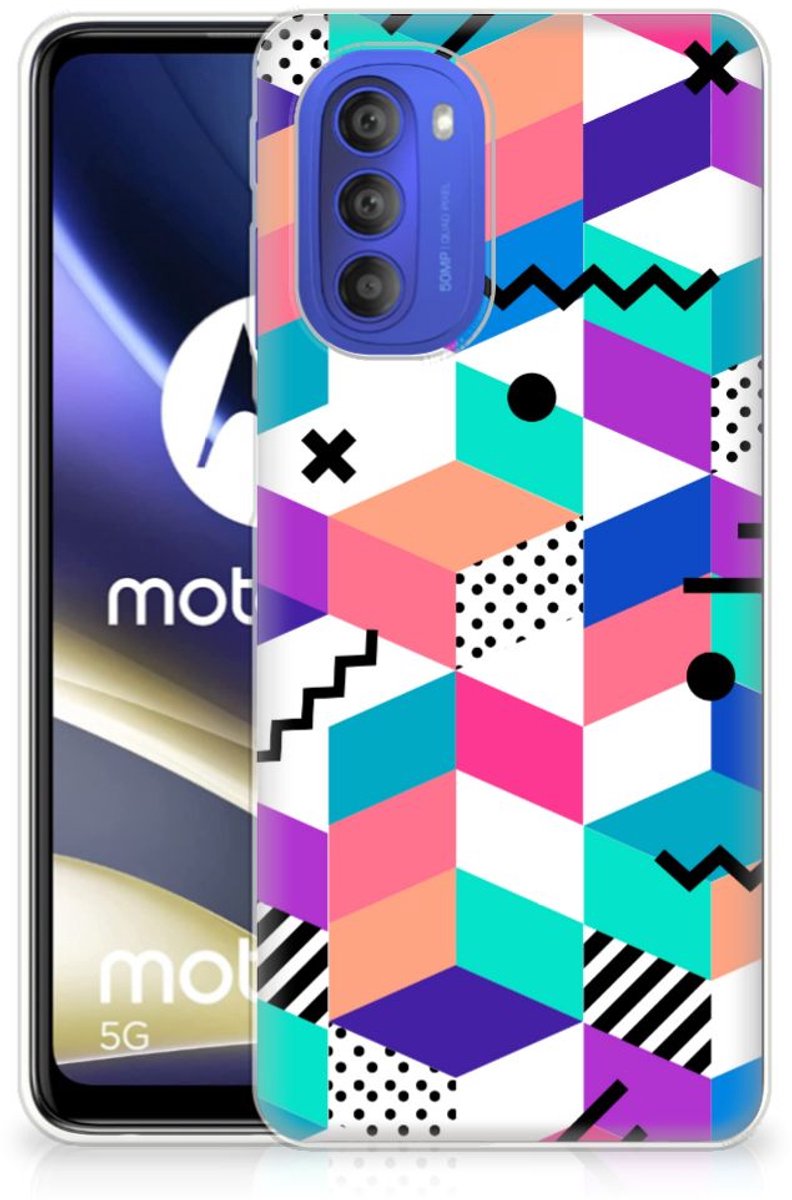 Motorola Moto G51 5G TPU Hoesje Blokken Kleurrijk