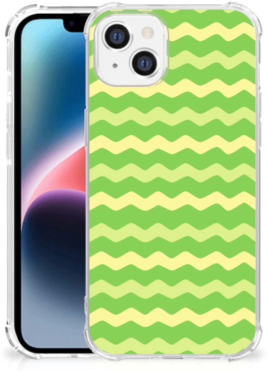 Back Cover voor Apple iPhone 14 Plus Doorzichtige Silicone Hoesje Waves Green