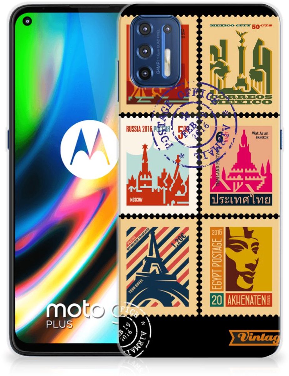 Motorola Moto G9 Plus Siliconen Back Cover Postzegels