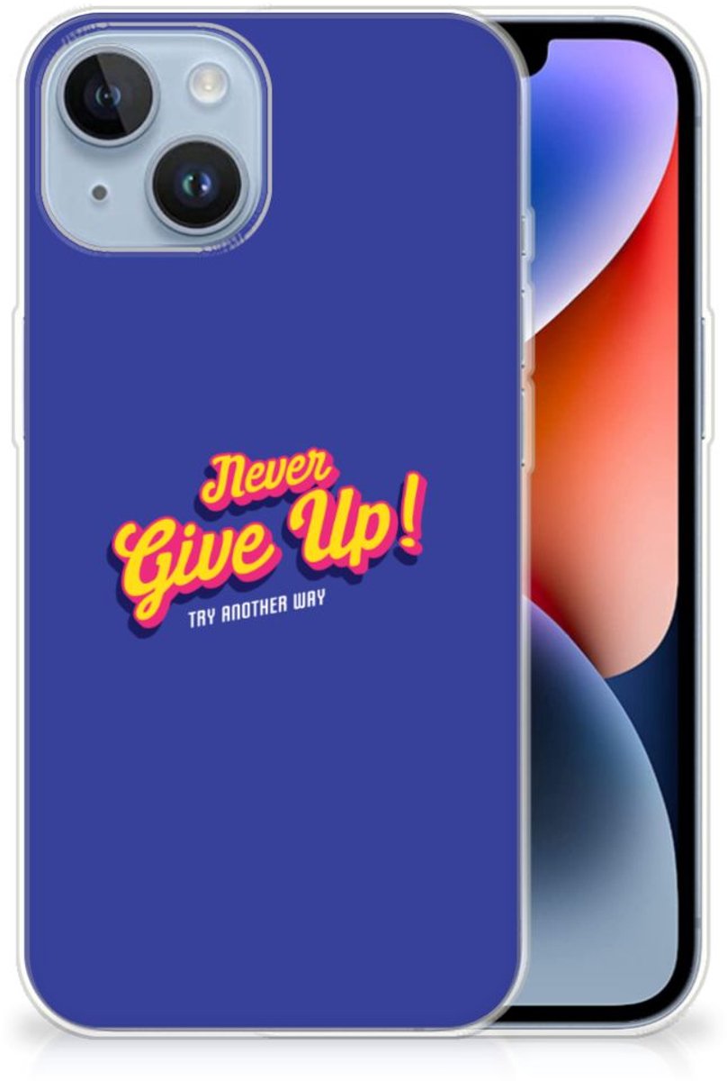 Apple iPhone 14 Siliconen hoesje met naam Never Give Up