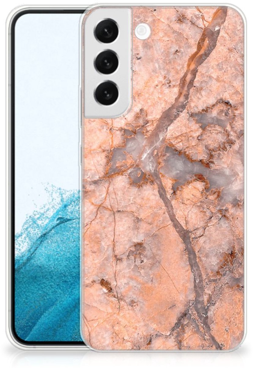 Samsung Galaxy S22 Plus TPU Siliconen Hoesje Marmer Oranje