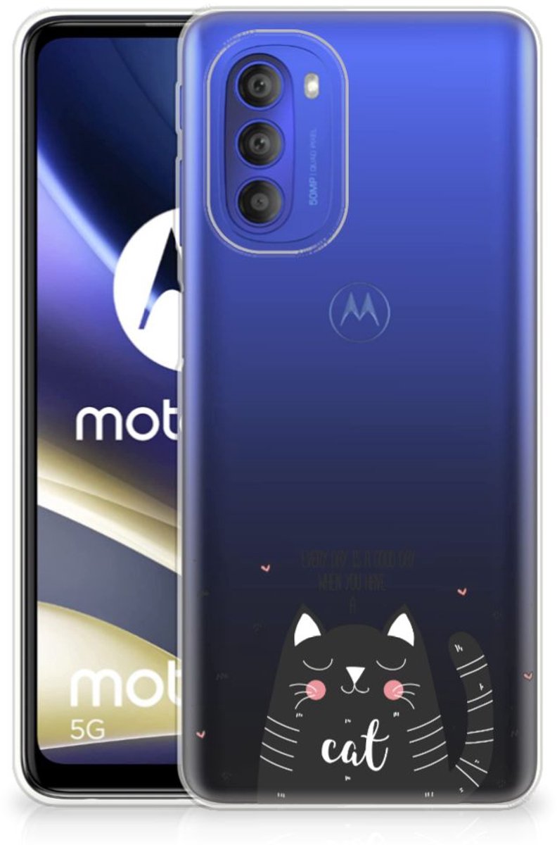 Motorola Moto G51 5G Telefoonhoesje met Naam Cat Good Day