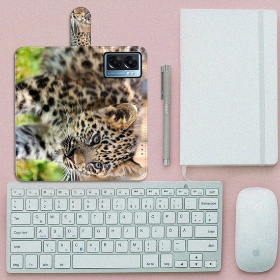 Coque OPPO A77 5G | A57 5G Cuir PU Protection Etui Housse pour Bébé Leopard