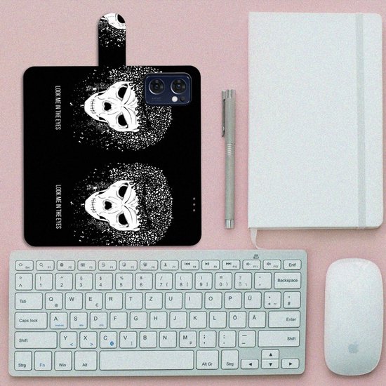 Étui Bookstyle OPPO Find X5 Lite | Coque de téléphone Reno 7 5G avec texte Skull Hair